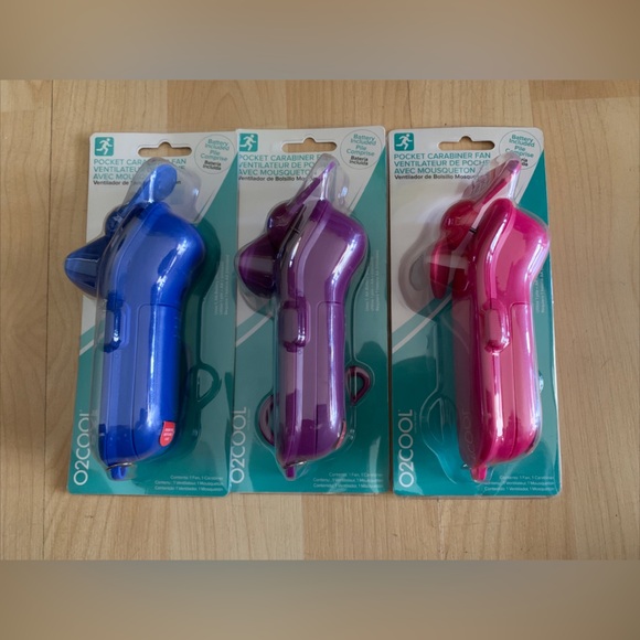 NIB THREE O2COOL Pocket Carabiner Fan Portable Clip-On Set Of 3 Fans - Picture 1 of 2